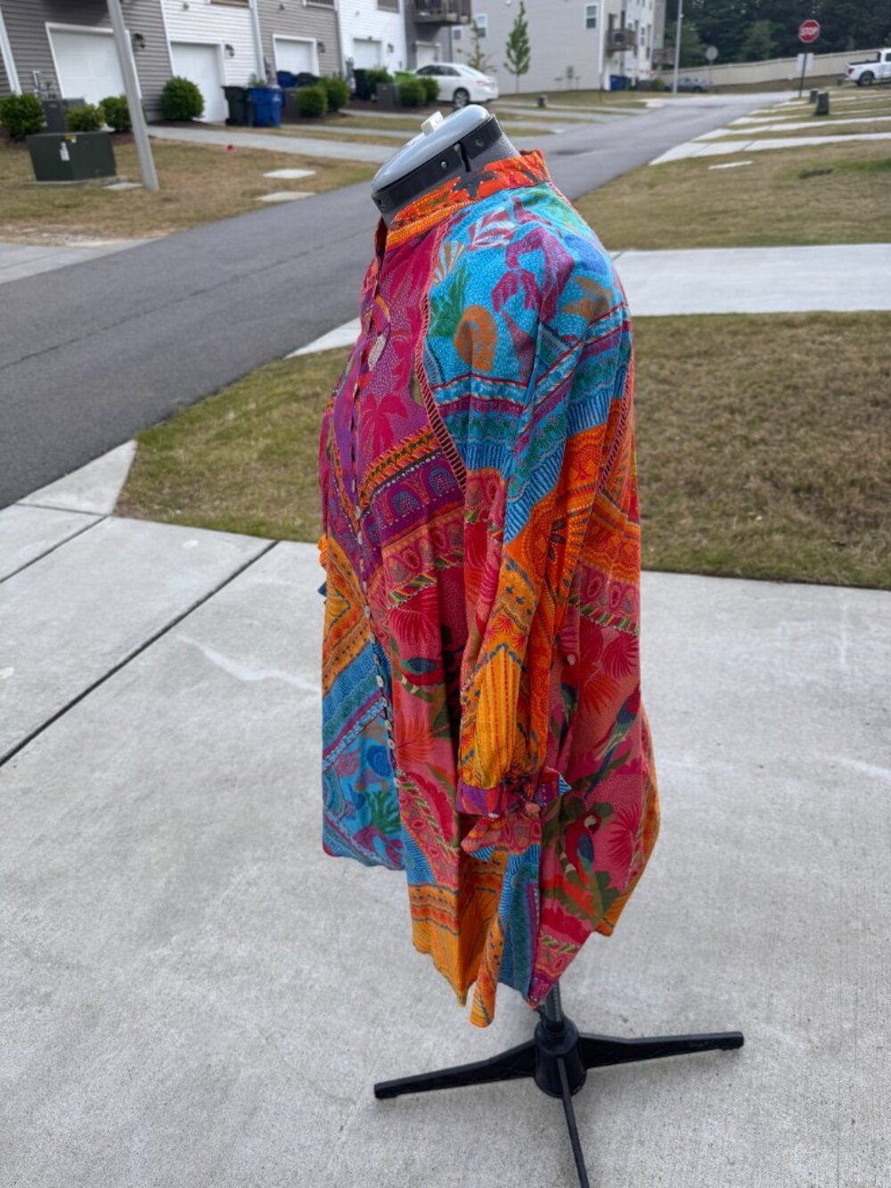 FARM Rio Mixed Scarf Print Button-Down Mini Shirt Dress - Picture 3 of 6